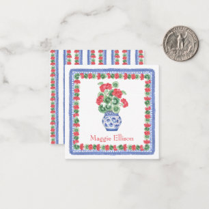 Chinoiserie Vase of Red Geraniums - Geschenkvorfüh Mitteilungskarte