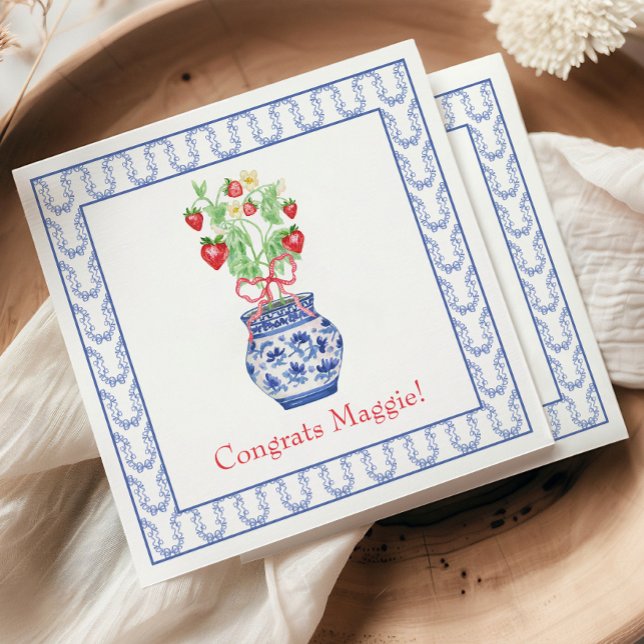 Chinoiserie Vase of Red Strawberries Serviette (Von Creator hochgeladen)