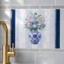 Chinoiserie-Vase Wasserfarbe Keramikfliese