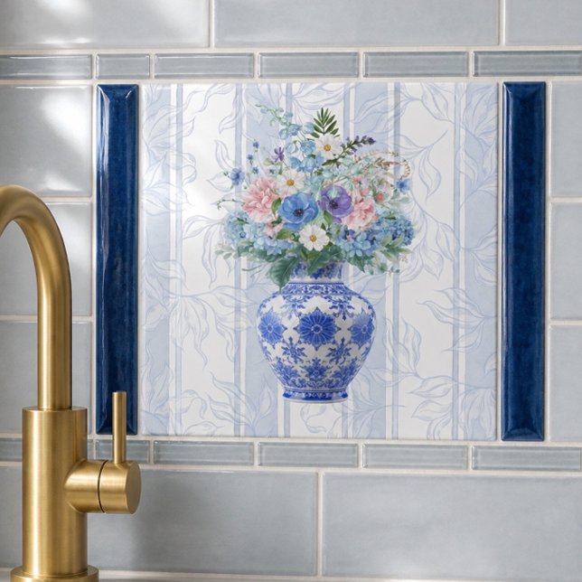 Chinoiserie-Vase Wasserfarbe Keramikfliese (Von Creator hochgeladen)