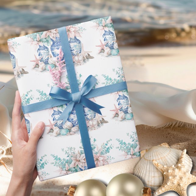 Chinoiserie Vases mit Eukalyptus & Poinsettias Geschenkpapier (Chinoiserie Vases with Eucalyptus & Poinsettias Wrapping Paper)