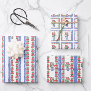 Chinoiserie Vases of Red Geraniums Geschenkpapier Set