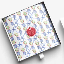 Chinoiserie Vases of Red Strawberries and Blue Bow Seidenpapier