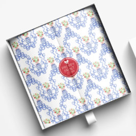 Chinoiserie Vases of Red Strawberries and Blue Bow Seidenpapier