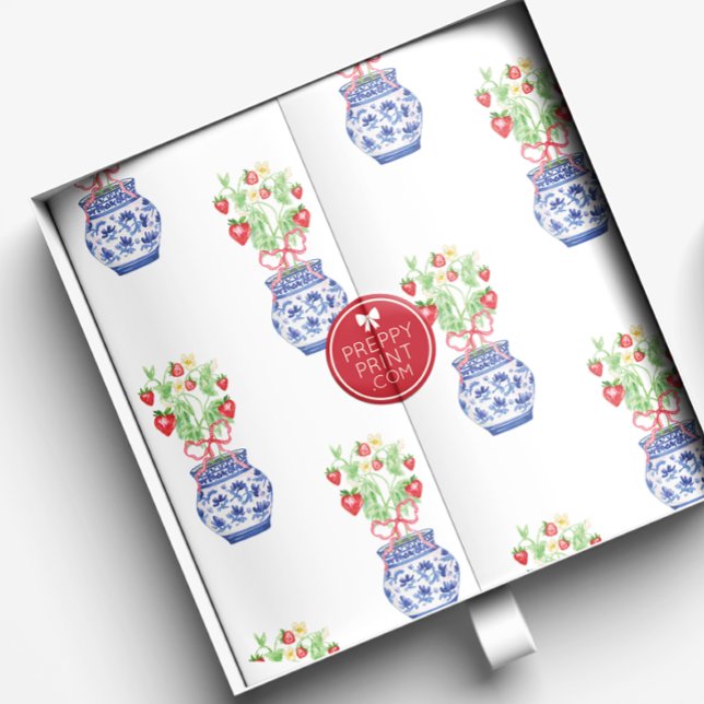 Chinoiserie Vases of Red Strawberries Seidenpapier (Von Creator hochgeladen)