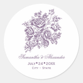 Chinoiserie Viktorianische Lila Rose Bouquet Weddi Runder Aufkleber