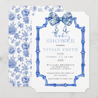 Chinoiserie Vintag Bow und Frame Baby Dusche Einladung