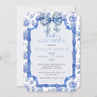 Chinoiserie Vintag Bow und Frame Baby Dusche Invi Einladung