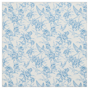 Chinoiserie Vintage Blaue Rose Blumenmuster Vogel Stoff