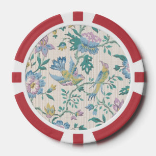 Chinoiserie Vintage Vogel Florales Pastellmuster Pokerchips
