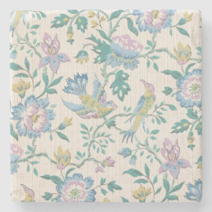 Chinoiserie Vintage Vogel Florales Pastellmuster Steinuntersetzer