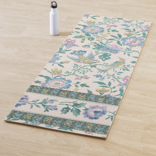 Chinoiserie Vintage Vogel Florales Pastellmuster Yogamatte