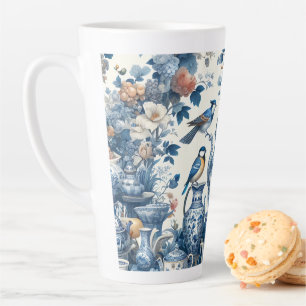 Chinoiserie Vintage Vögel & Vasen Hoher Becher Milchtasse
