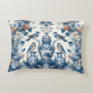 Chinoiserie Vintage Vögel & Vasen Lumbarkissen Dekokissen