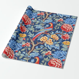 Chinoiserie-Vögel-Blumenmalerei Geschenkpapier