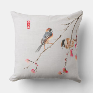 Chinoiserie Wasserfarben Bird Blume Malerei Kissen