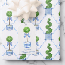 Chinoiserie Wasserfarben Bow Topiary Geschenkartik