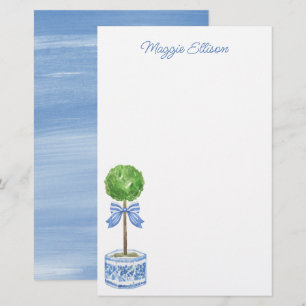 Chinoiserie Wasserfarben Bow Topiary Stationierung Briefpapier