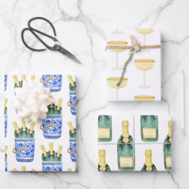 Chinoiserie Wasserfarbener Wein Packpapier Geschenkpapier Set