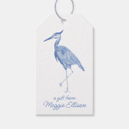 Chinoiserie Watercolor Blue Heron Bird Gift Tags Geschenkanhänger