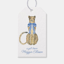 Chinoiserie Watercolor Bow Cheetah Geschenk Tags