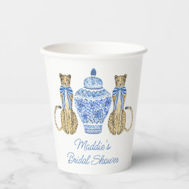 Chinoiserie Watercolor Bow Cheetah Ginger Jar Pappbecher