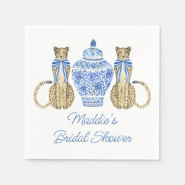Chinoiserie Watercolor Bow Cheetah Ginger Jar Serviette