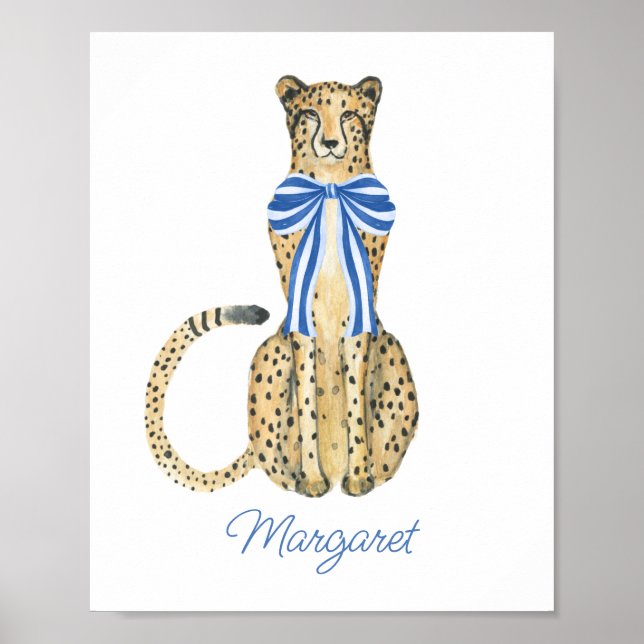 Chinoiserie Watercolor Bow Cheetah Poster (Vorne)