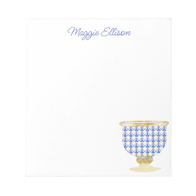 Chinoiserie Watercolor Chase Vase Notepad Notizblock (Vorderseite)