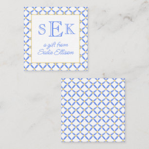 Chinoiserie Watercolor Chic Monogram-Geschenk Mitteilungskarte