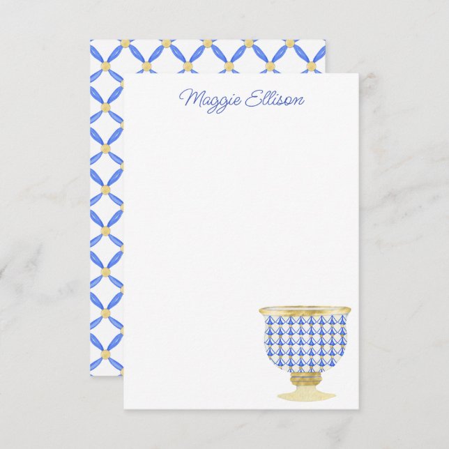 Chinoiserie Watercolor Chic Vase Danke Karte (Vorne/Hinten)