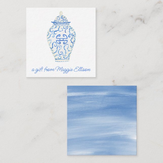 Chinoiserie Watercolor Ginger Jar Geschenkanweisun Mitteilungskarte (Vorne/Hinten)