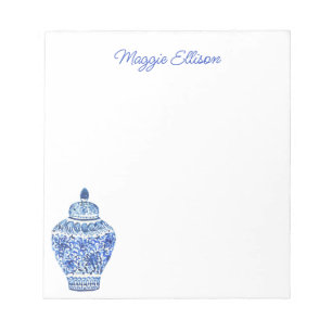 Chinoiserie Watercolor Ginger Jar Notepad Notizblock