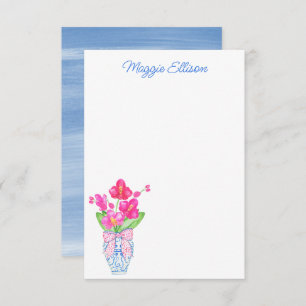 Chinoiserie Watercolor Ginger Jar Orchids Dankeskarte