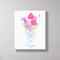 Chinoiserie Watercolor Ginger Jar Orchids