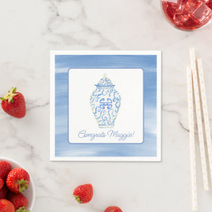 Chinoiserie Watercolor Ginger Jar Vase Serviette