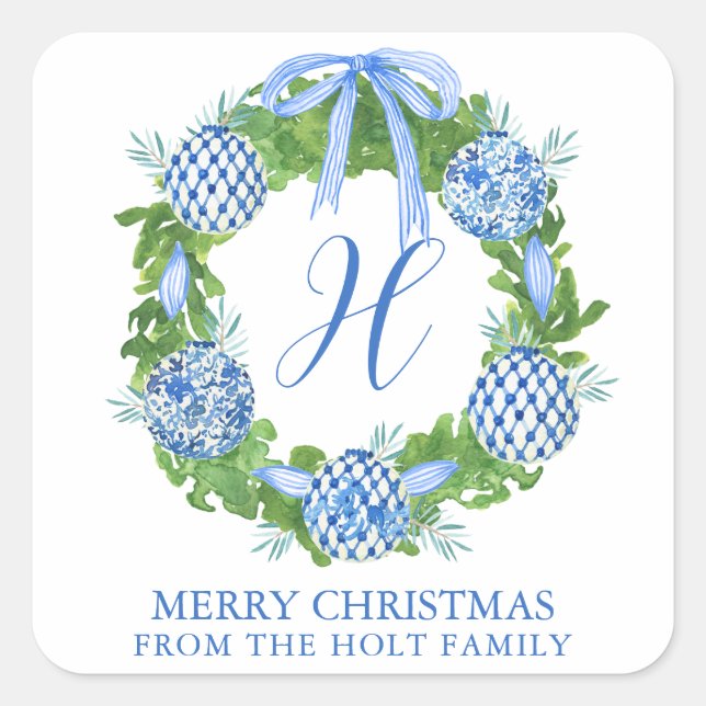 Chinoiserie Watercolor Quadratischer Aufkleber (Vorderseite)