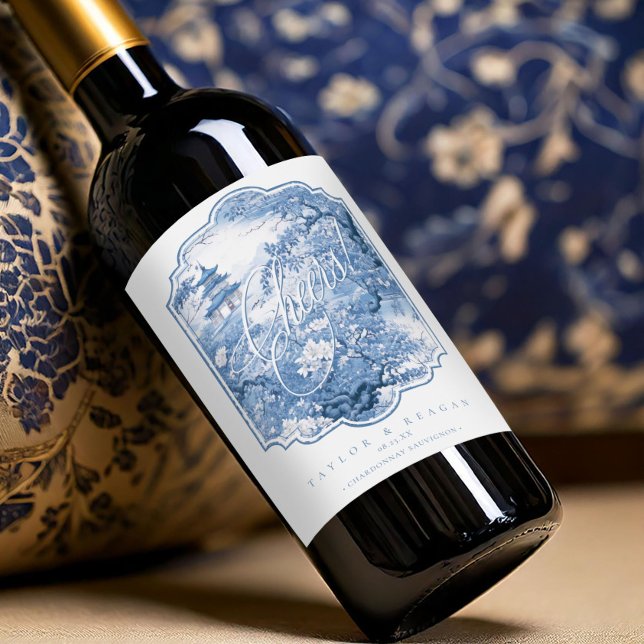 Chinoiserie Wedding Pattern Cheers ID1094 Weinetikett (Von Creator hochgeladen)