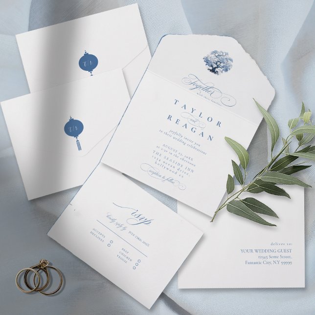 Chinoiserie Wedding Tree Motif ID1094 All In One Einladung (Von Creator hochgeladen)