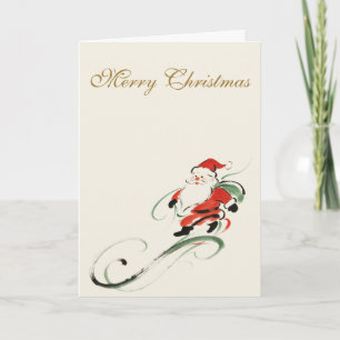 Chinoiserie Weihnachten Tinte-Wasch-Santa-Feiertag Karte