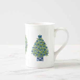Chinoiserie Weihnachtsbaum und Kranz Prozellantasse