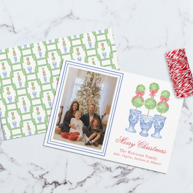 Chinoiserie Weihnachtsbäume Topiary Foto Feiertagskarte (Von Creator hochgeladen)