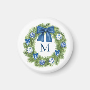 Chinoiserie-Weihnachtskranz Monogramm Magnet