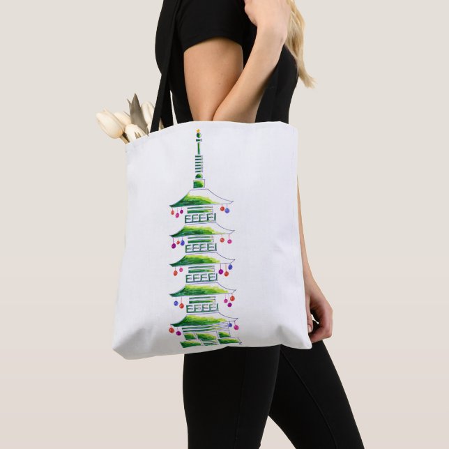 Chinoiserie-Weihnachtspagode-Tragetasche (Von Nahem)