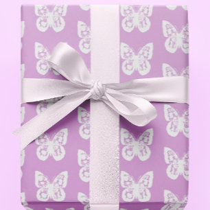 Chinoiserie Weiße Schmetterlinge auf Fuchsienrosa Geschenkpapier