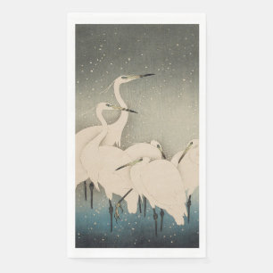 Chinoiserie Weißer Reiher Winter-Schnee-Muster Serviette