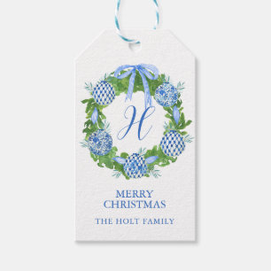 Chinoiserie Wreath Monogram Geschenkanhänger