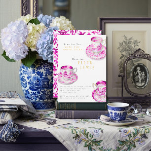 Chinoiserie Zeit für Tee Brautparty Rosa Einladung