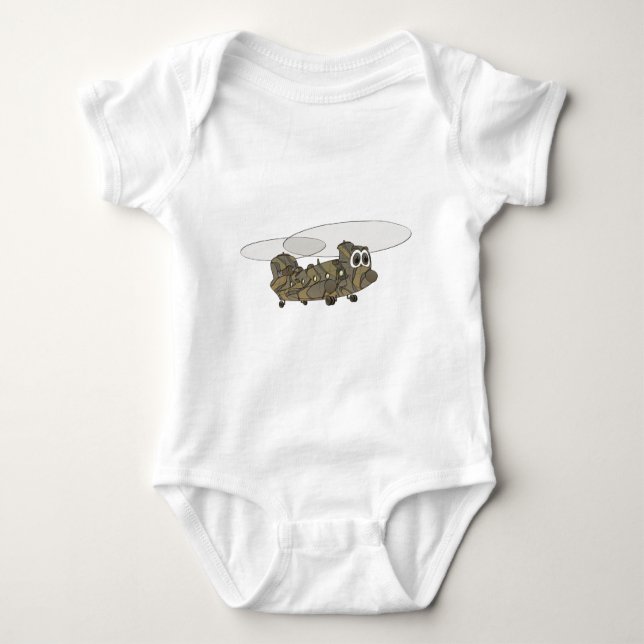 Chinook Camouflage Helicopter Cartoon Baby Strampler (Vorderseite)
