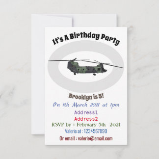 Chinook Heerhubschrauber Cartoon Illustration Einladung